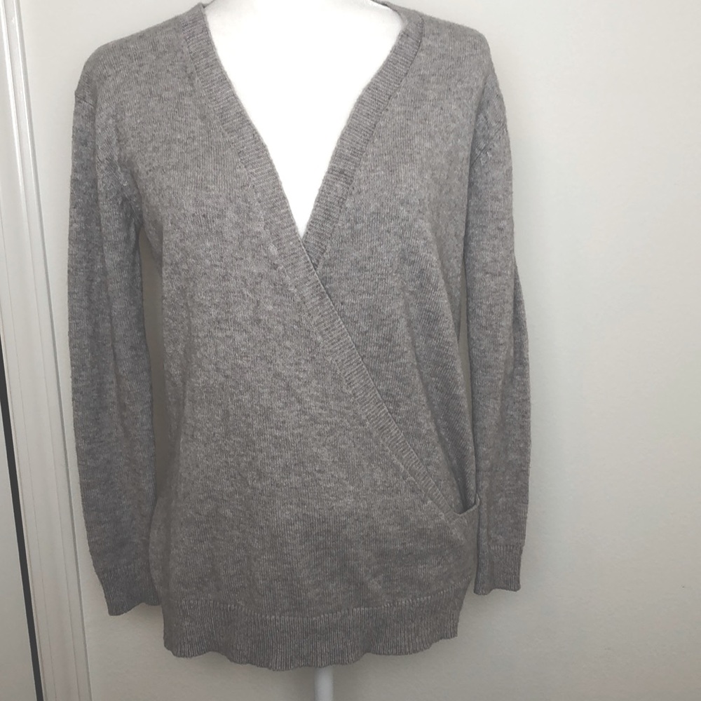 Gray Crossover Pullover Wrap In Front Style Sweat… - image 1